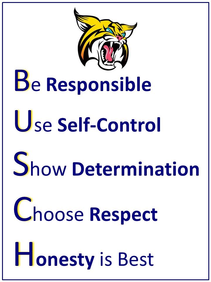 Busch Acrostic Poem Poster: Be Responsible, Use Self-Control, Show Determination, Choose Respect, Honesty is Best 